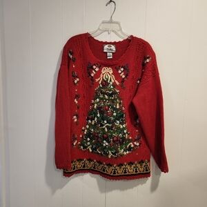 VTG Tiara Christmas Tree Sweater Size M